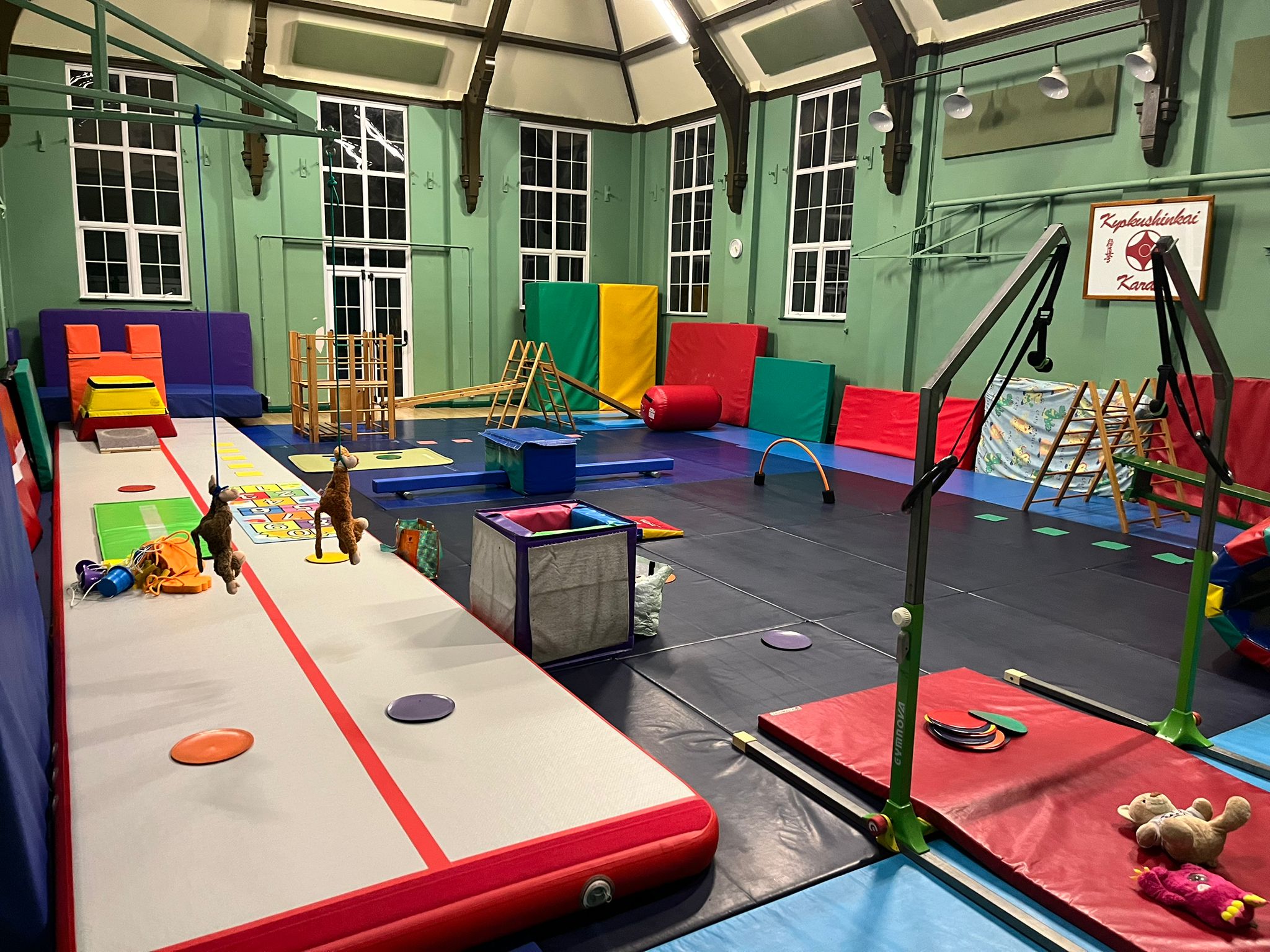 Children and coaches in the TJ's gymnastics space